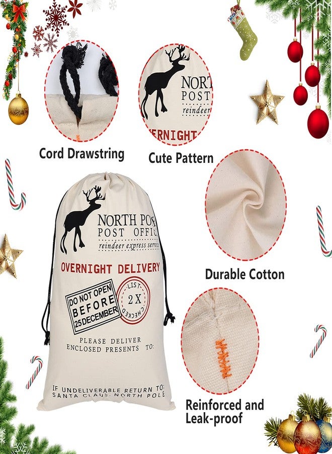 Inspireyee 6 Pack Large Christmas Bag Santa Sacks Xmas Canvas Cotton Xmas Sack Stocking with Drawstrings (Pattern 6, 19.5 X 27.5) - Image 3
